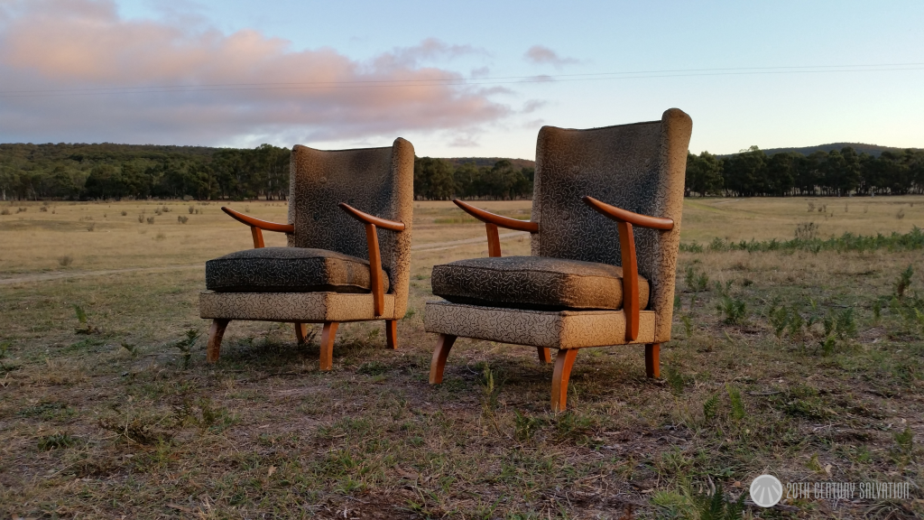 Mid Century wing back chairs